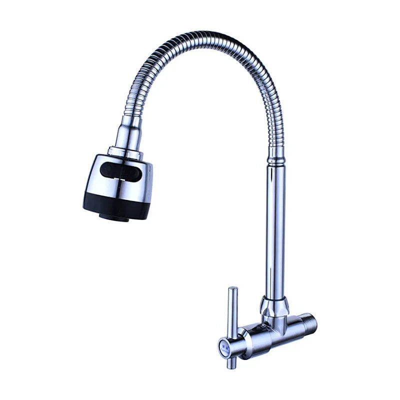 Kitchen Faucet Big Bend Universal Tube Single Cold Wash Basin Sink Faucet Household Rotatable Vertical Faucet