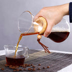 400ml 500ml 600ml 800ml 1000ml Glass Coffee Drip Wooden Collar Coffee Pot Borosilicate Chemex Glass Pour Over for Coffee Making