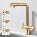 Filtered Kitchen Sink Faucet Pull Out Spray 360 Rotation Water Filter Tap Dual Sprayer Drinking Water Tap Vessel Sink Mixer