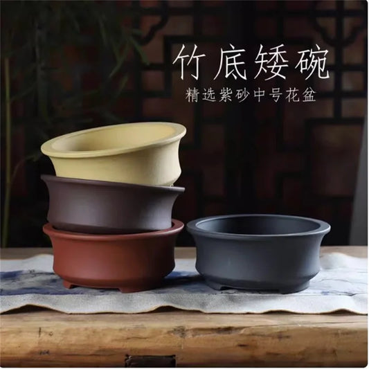 Ceramic Bonsai Pot, Bowl Pot, 4 Color,Round Flower Pot, Home Decoration