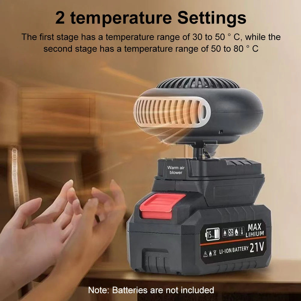 170W Portable Small Space Heater Battery Powered Desktop Heating Fan 2