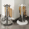 Kitchen Utensil Stand: Rotating Storage Hanger with 8 Hooks,for Countertop Organization Rotatable Cooking Utensils Holder