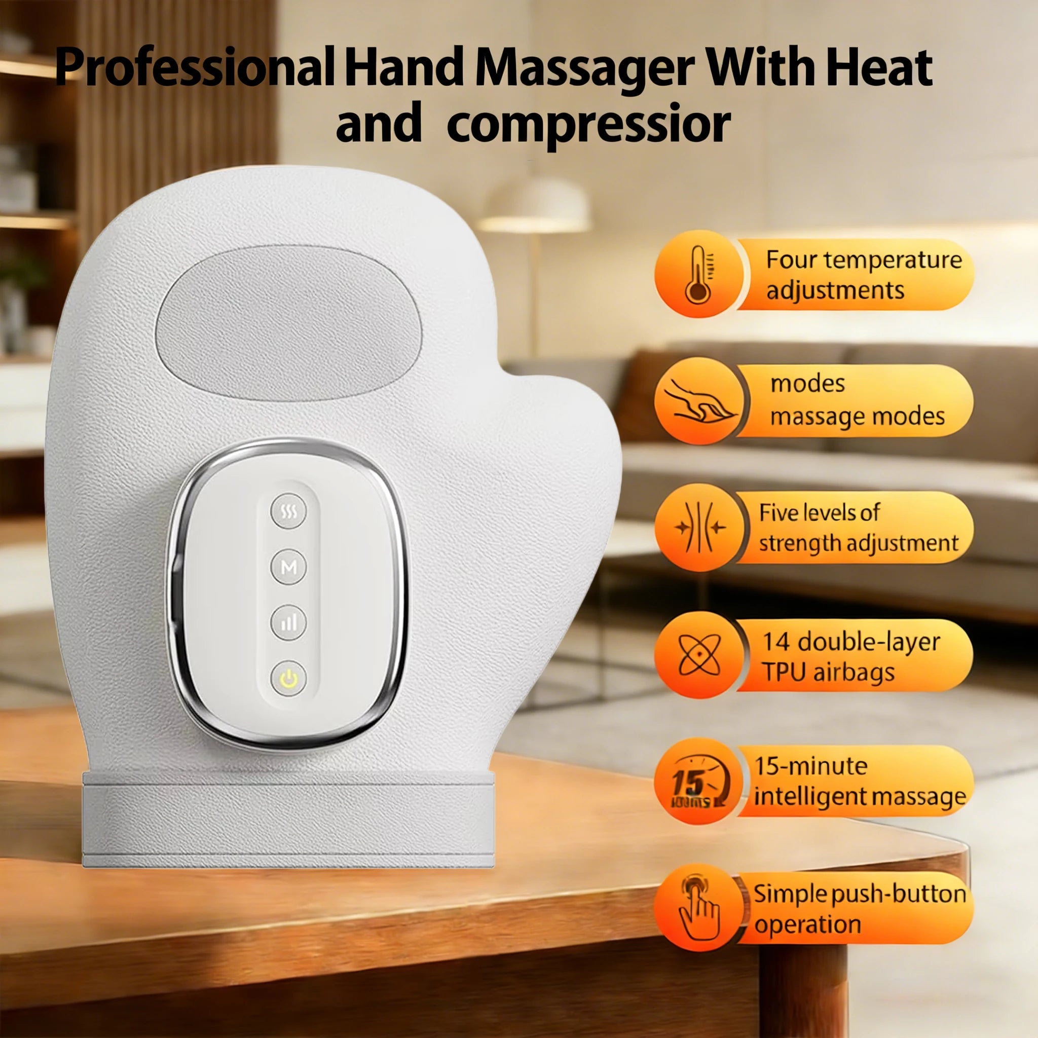 Professional Hand Massager with Heat Compression Therapy, Pain Relief Glove, Arthritis & Wrist Carpal Tunnel Neuropathy Circulat