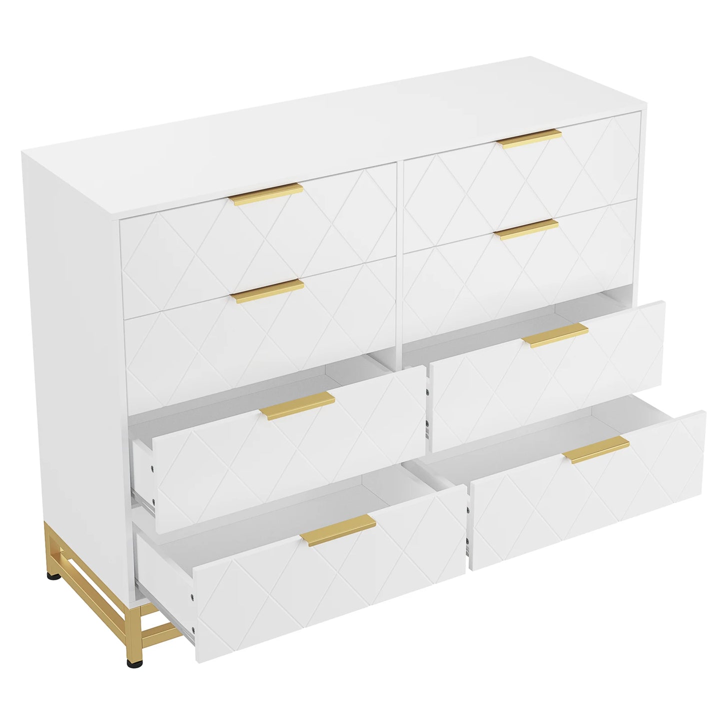 8 Drawer Dresser with Metal Handles,Modern Wood Chest of Drawers,Sturdy Frame Bedroom Furniture for Closet Hallway