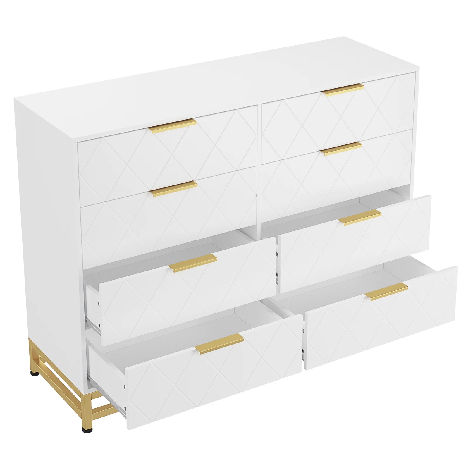 8 Drawer Dresser with Metal Handles,Modern Wood Chest of Drawers,Sturdy Frame Bedroom Furniture for Closet Hallway
