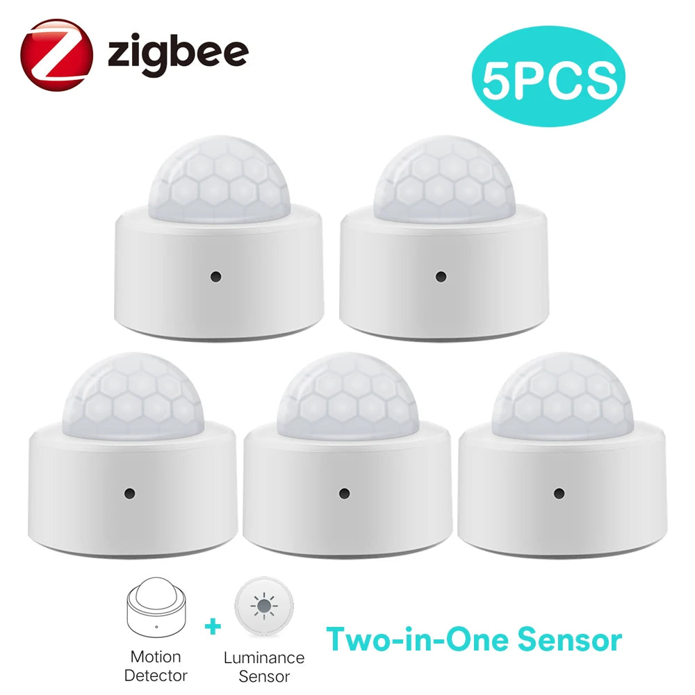 Tuya Zigbee 3.0 Mini PIR Motion Movement Human Body Detector with Brightness Luminance Sensor Lux Meter Home Security Alarm