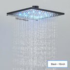 Black Ceiling Intelligent Remote Control LED Rainfall Waterfall Single Shower Head Concealed Shower Tap