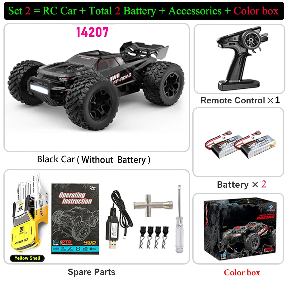 Hyper Go MJX 14207 14208 1/14 4WD 2.4G RC Car 55KM/H Brushless Drift Vehicle Racing Car Remote Control Car Off-Road Truck Toys