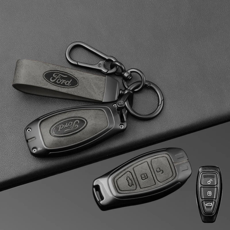 Leather Car Key Case Full Cover for Ford Focus 3 4 ST Mondeo MK3 MK4 Fiesta Fusion Kuga 2013 2014 2015 2017 Keychain Accessories