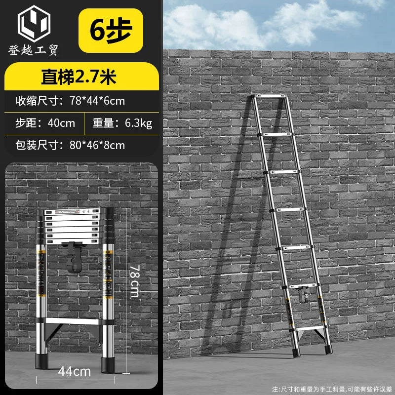 Telescopic ladder Multifunctional stainless steel herringbone walking ladder Folding lift straight ladder Thickened engineering