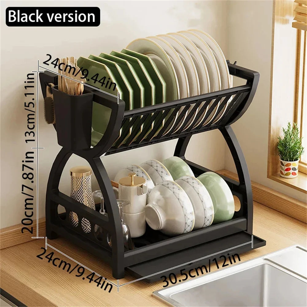 Durable Multifunctional Kitchen Drain Storage Organizer, Household Bowl Dish Chopstick Storage Box for Kitchen Countertop Use