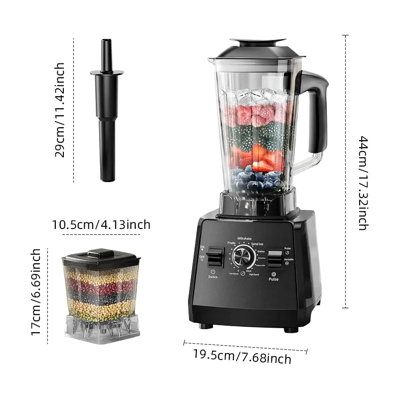 2000W Heavy Duty Commercial Blender Stationary Mixer Ice Smoothies Appliances for Kitchen Professional High Power Food Processor