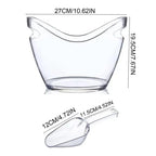 clear Bucket Multifunctional Drink Tub with Scoops Included Large Cooling Ice Bucket for Champagne Wine Beer Bar Supplies