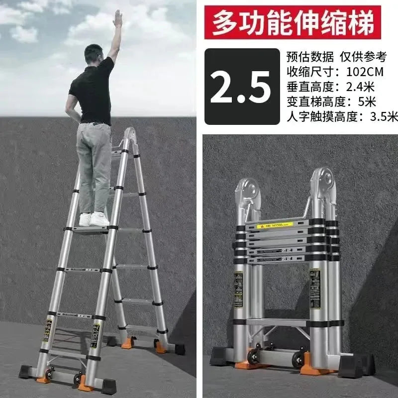 Alloy Telescopic Step Ladder Multi-functional Lifting Engineering Stairs Thickened Herringbone Ladders Folding Stairs