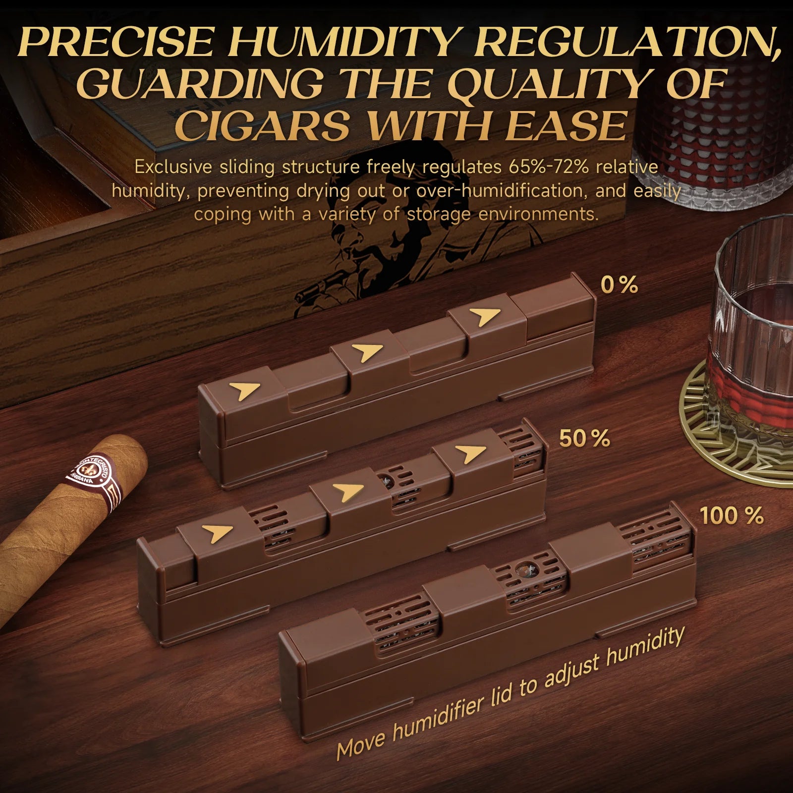 Cigar Humidor with Cigar Cutter,V-Cutter,Punch Set,Humidor Cigar Box with Humidifier and Digital Hygrometer,Glass Top Cedar Case