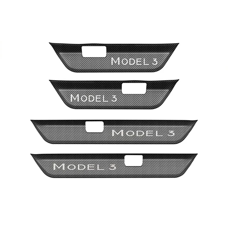 For Tesla Model 3 Highland Front Rear Door Sill Wrap Cover Anti Scratch Stainless Steel Door Sill Strip Plate Car Accessories