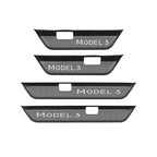 For Tesla Model 3 Highland Front Rear Door Sill Wrap Cover Anti Scratch Stainless Steel Door Sill Strip Plate Car Accessories