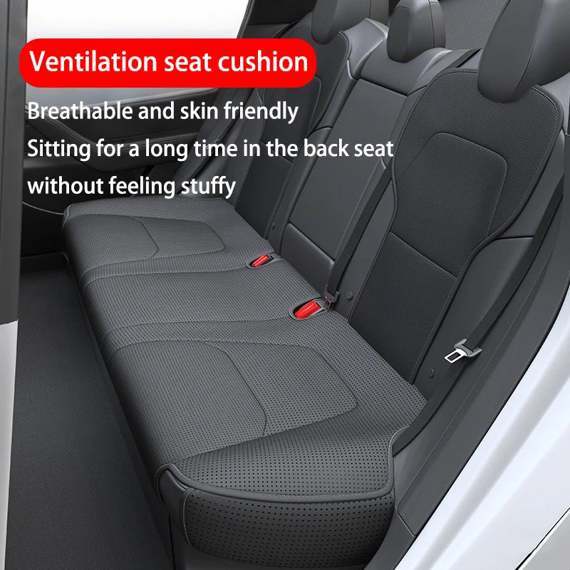 For Tesla ModelY Juniper 2025 PU Seat Cushion Ventilation Comfortable, Four Seasons Universal Split Single Sitting Back row Set