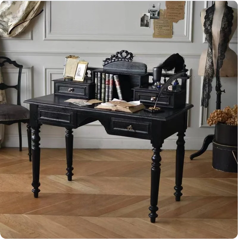 American retro old solid wood dresser French gothic bedroom makeup table