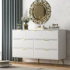 Dresser for Bedroom, White Bedroom Dresser with Drawers, Modern Wide Dresser with Gold Pulls