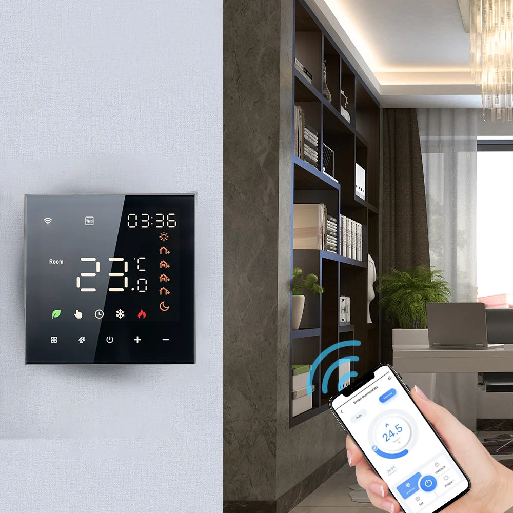 Smart Tuya WiFi Thermostat Voice Control 3A Digital Programmable LCD Display Underfloor Heating Temperature Controller for Water