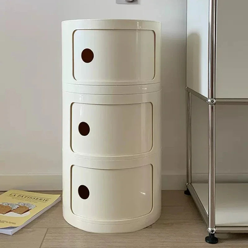Creative Bedroom Bedside Table Modern Minimalist Round Storage Small Cabinet Large Capacity Plastic Side Cabinet