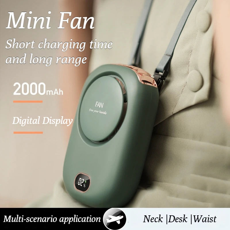 New Cross Border Lazy Neck Fan Bladeless USB Charging Mini Fan with Po