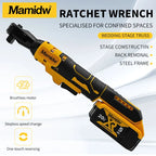 Mamidw Brushless Electric Ratchet Wrench 3/8In Cordless Variable Speed Power Wrench Impact Driver For Dewalt 20V Battery PIN