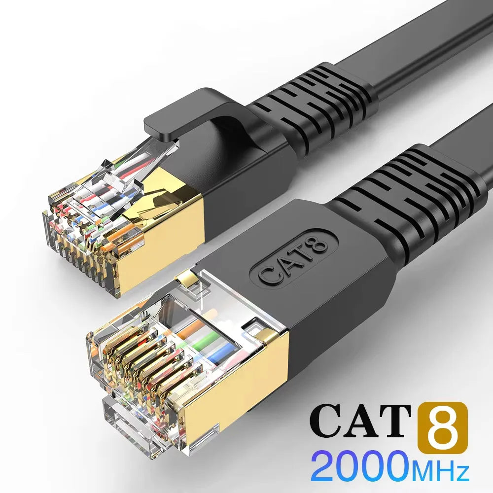 Rj45 Cat 8 Ethernet Cable Flat Cat8 Network Cable LAN Internet 40Gbps 2000Mhz For Router Ps4 PC Laptop 0.5m - 5m 10m 15m 20m 30m
