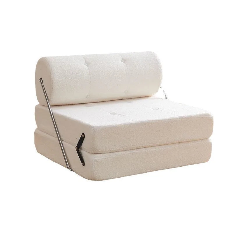 Wuli House Lazy Sofa Small Unit Single Sofa Living Room Tofu Block Cream Wind Folding Three Purpose Sofa Bed Home 2024 New Sales
