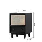 Rattan Weaving Bedroom Furniture, Bedside Table, Multifunctional Small Side Storage Cabinet, Solid Wood Night Stand Customized