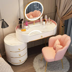 Pink White Vanity Table Women Luxury Nail European Big Stool Study Dressing Table Organizer Mesa De Maquillaje Home Furniture