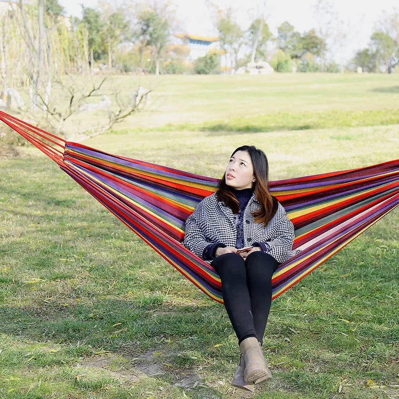Red Canvas, single, double hammock outdoor camping indoor children's swing thickened striped camping hammock