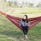 Red Canvas, single, double hammock outdoor camping indoor children's swing thickened striped camping hammock