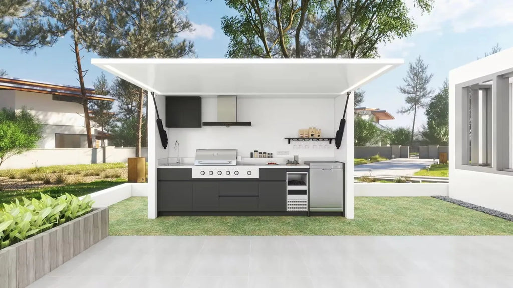 Modern Modular Outdoor Kitchen Bbq Grill Cabinet with Sink Hinge Drawer Slide Faucet for Garden Backyard Custom