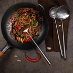 Kitchen Utensils Set Food Stainless Steel Wok Spatula and Ladle, Skimmer Spoon,Slotted Spatula Turner Utensil Wok Accessories