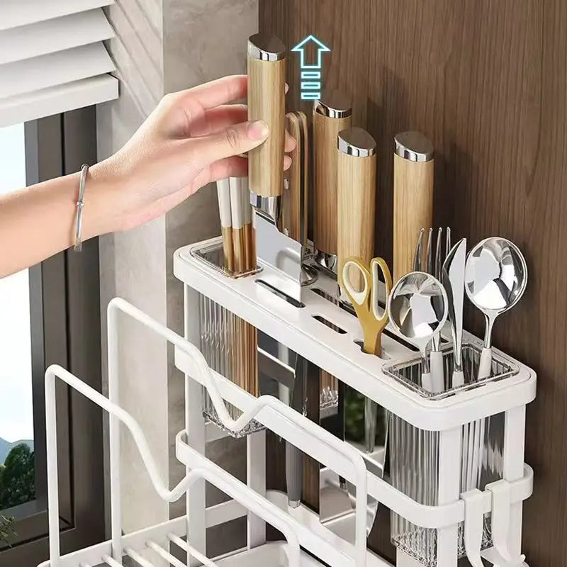 Kitchen Stand Home Utensil Multifunctional Knife Holder Pot Lid Storage Rack Cutlery Holder Counter Cutting Board Rack