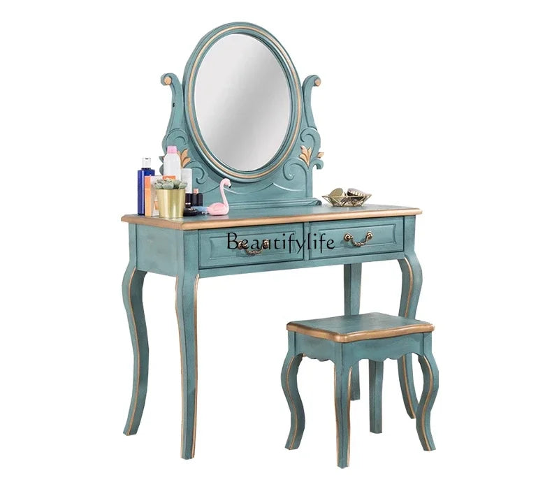 FG11American dresser retro Mediterranean style end of bed with mirror beauty table and chairs European style