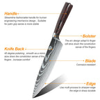 Kitchen Knives Set 10pcs Professional Chef Knives 7CR17 440C High Carbon Stainless Steel Sharp Santoku Boning Knife Gift Case Se