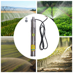 Solar Water Pump 24V 370W Submersible Deep Well Pump Stainless Steel for Villages Families Farms Camping Car