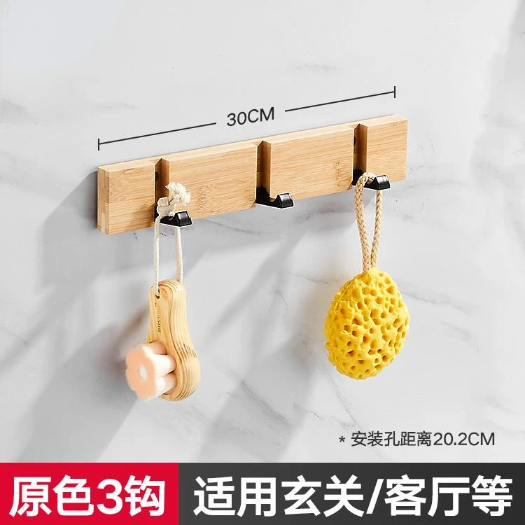 Foldable Wooden Coat Racks Bamboo Hallway Hat Hanger Bedroom Door Wall-Mounting Corner Room Kitchen Toilet Wall Invisible Hook