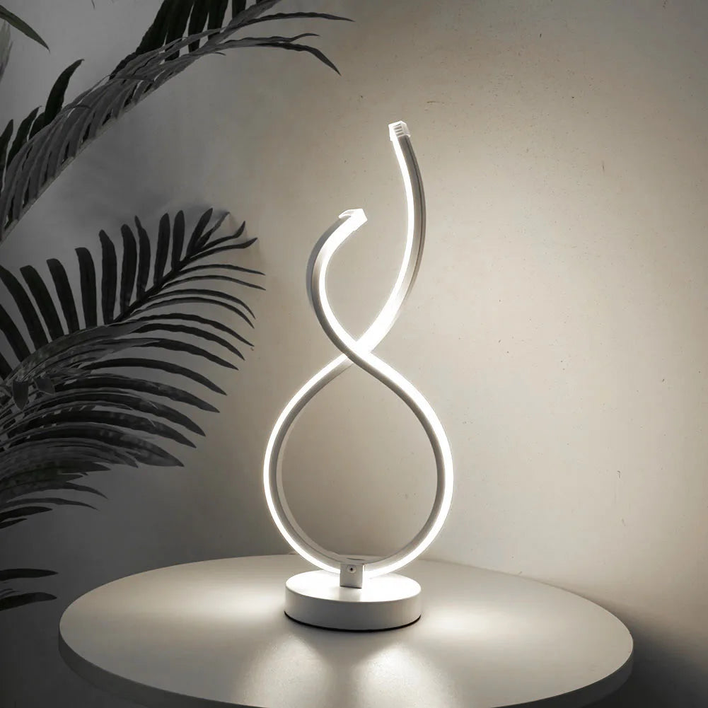 Modern Spiral LED Table Lamp Metal Bedroom Bedside Desk Lights Home Living Study Room Eye Protection Reading Night Lighting