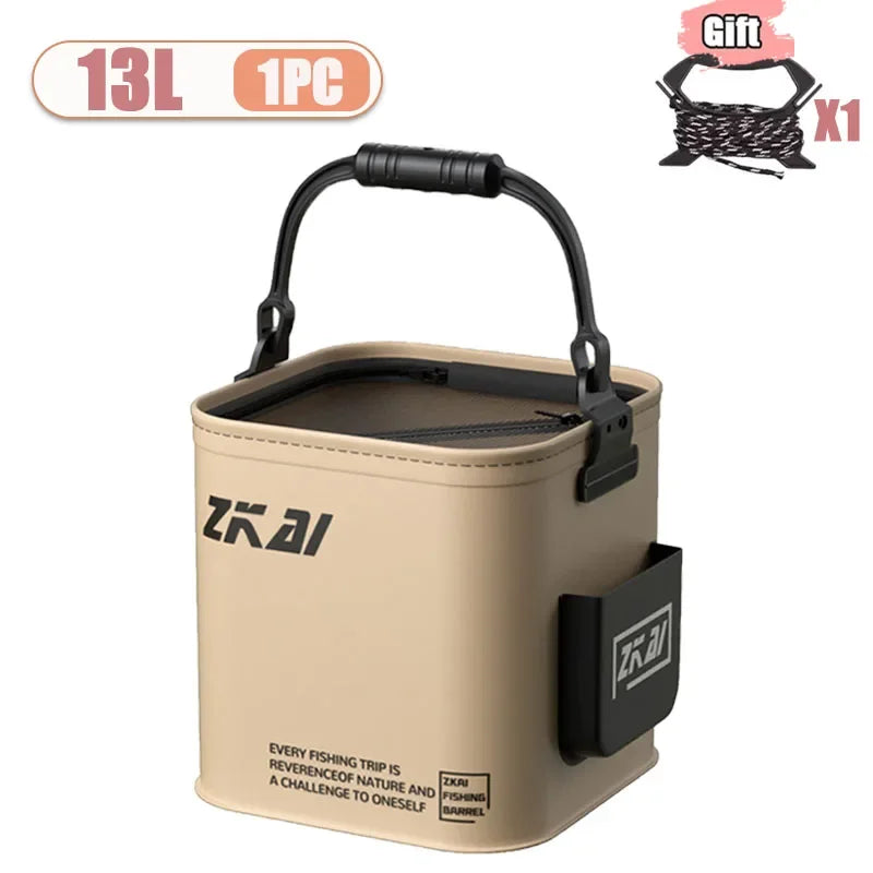 1-2PCS 8/13L Multi-Purpose Collapsible Fishing Bucke Water Pail  Durable Portable Handheld Bucket With Lid for Outdoor Camping