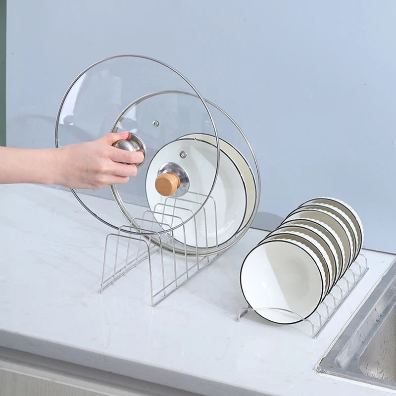 Stainless Steel Dish Draining Rack Multipurpose Shelf Bowl Drying Holder Kitchen Pot Lid Plates Storage Racks Kitchen Organizer