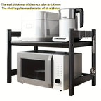 Heavy Duty Adjustable 2 Tier Metal Kitchen Rack Open Storage Shelf For Microwave Oven Organize Spices Utensils Cookware