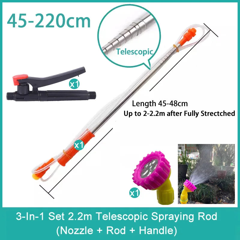New Retractable 2.2/3.2m Spraying Rod For Hand Pressure Sprayer Outdoor Garden Pesticide Spray Tree Watering Can Accessories