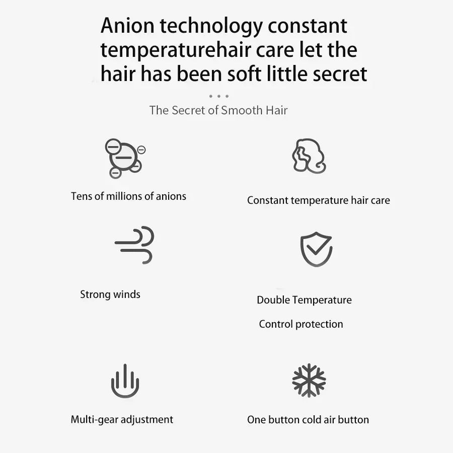Professional negative ion hair dryer, high-speed constant temperature bladeless hair dryer home negative ion hair dryer