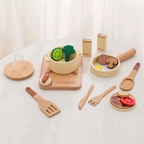 B78B-Montessori Children's Play Cooking Set  Wooden  Vegetable Pot Model Pretend  Wooden Kitchen Play Cooking Set