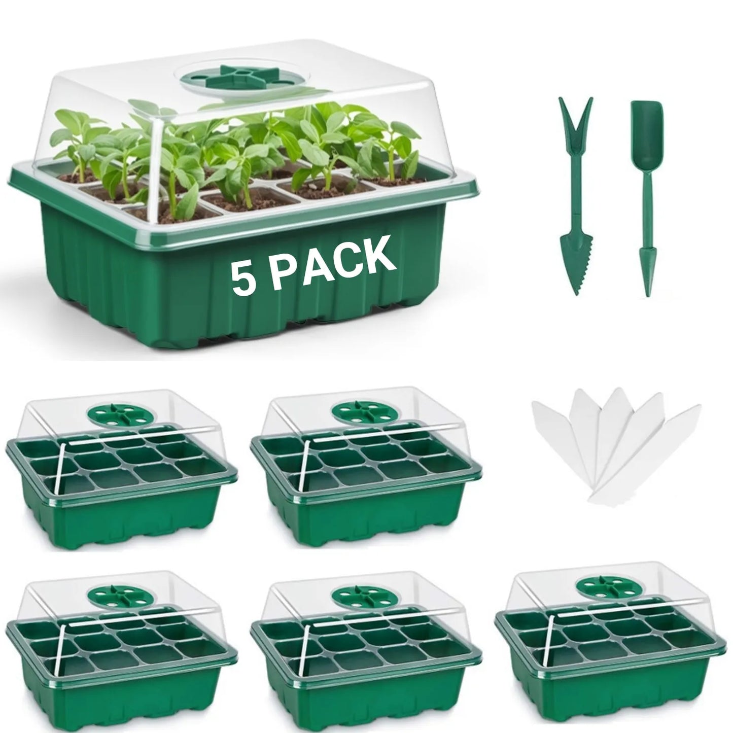 10 Pack Seed Starter Tray with Ventilation Hole 12Grids Seeds Growing Cultivation Planting Box Mini Greenhouse Plant Starter Kit