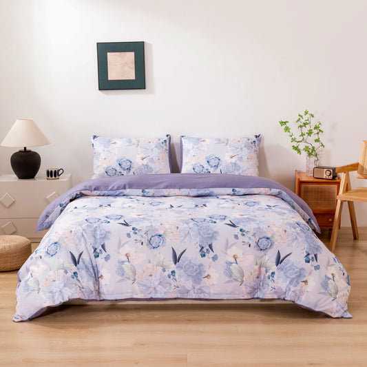 Queen Size Duvet Cover, Super Soft Breathable Easy Care Quilt Cover Rainforest Botanical Bedding 3-Piece Set with Zipper Closure